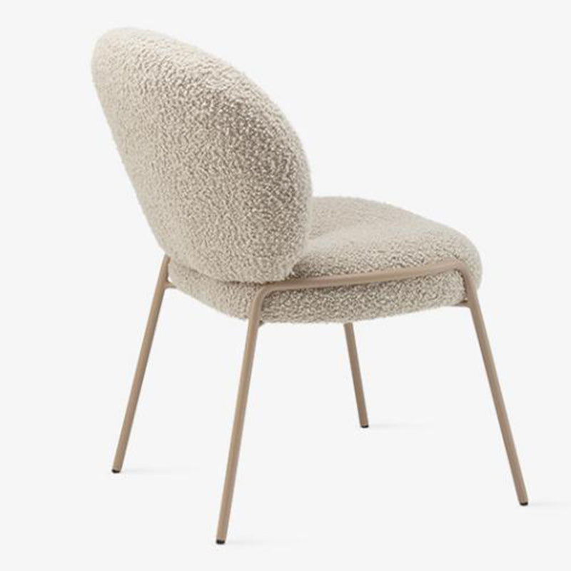 Modern Minimalist Oval Foam Cushion Lambswool Iron Dining Chair Backrest For Dining Room