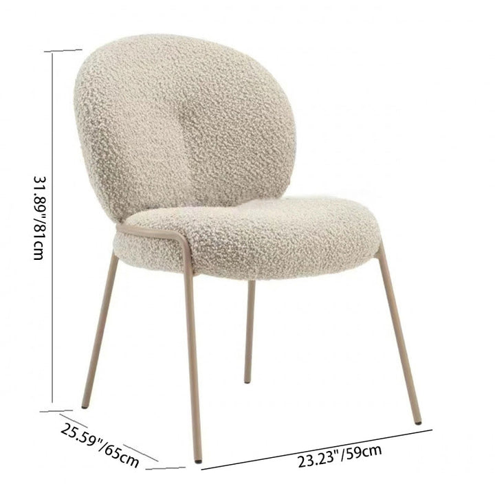 Moderner minimalistischer Esszimmerstuhl mit ovalem Schaumstoffkissen, Sherpa-Stoff, Rückenlehne und Gestell aus Karbonstahl fürs Esszimmer 