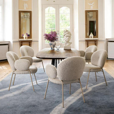 Modern Minimalist Oval Foam Cushion Lambswool Iron Dining Chair Backrest For Dining Room