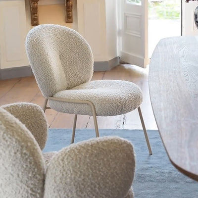 Modern Minimalist Oval Foam Cushion Lambswool Iron Dining Chair Backrest For Dining Room