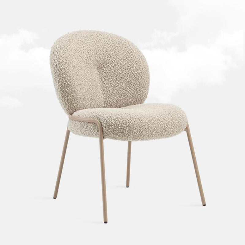 Modern Minimalist Oval Foam Cushion Lambswool Iron Dining Chair Backrest For Dining Room
