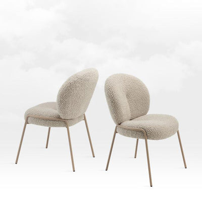 Modern Minimalist Oval Foam Cushion Lambswool Iron Dining Chair Backrest For Dining Room