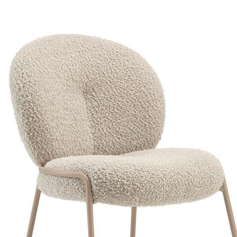 Modern Minimalist Oval Foam Cushion Lambswool Iron Dining Chair Backrest For Dining Room