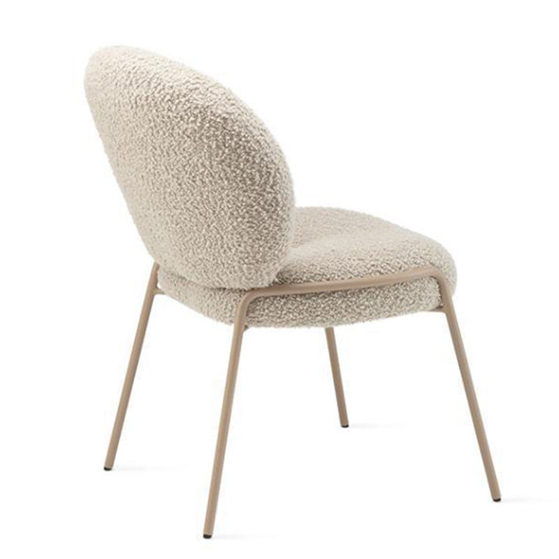 Modern Minimalist Oval Foam Cushion Lambswool Iron Dining Chair Backrest For Dining Room
