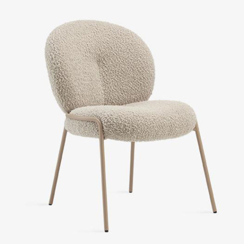 Modern Minimalist Oval Foam Cushion Lambswool Iron Dining Chair Backrest For Dining Room