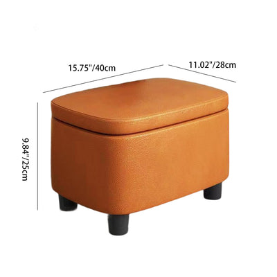 Modern Minimalist Rectangular Solid Wood Oil-Waxed Leather Sponge Footstool For Living Room