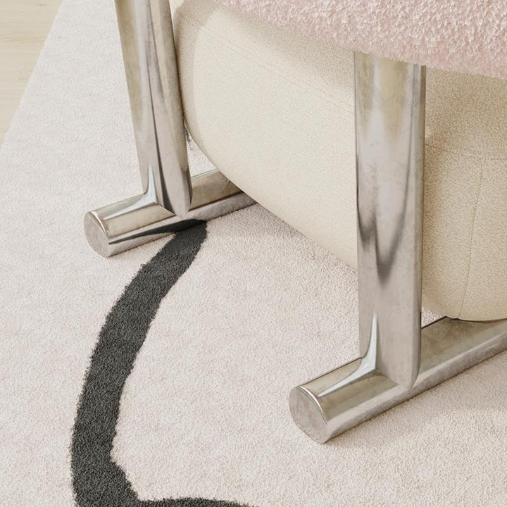 Moderner minimalistischer rechteckiger Akzentstuhl aus Sherpa-Stoff, Karbonstahl und Schaumstoff mit Rückenlehne für das Wohnzimmer 