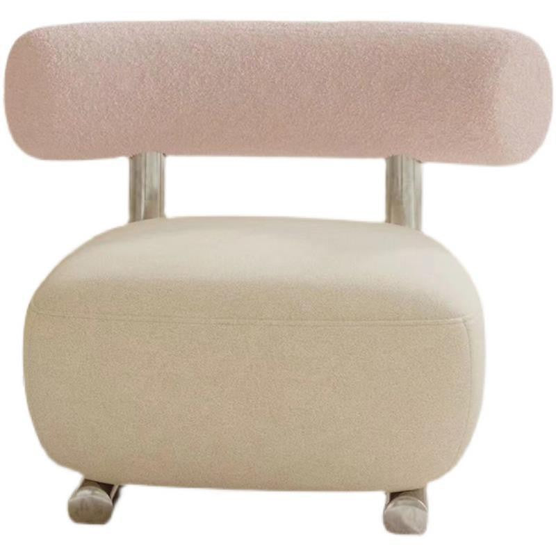Moderner minimalistischer rechteckiger Akzentstuhl aus Sherpa-Stoff, Karbonstahl und Schaumstoff mit Rückenlehne für das Wohnzimmer 