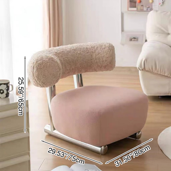 Moderner minimalistischer rechteckiger Akzentstuhl aus Sherpa-Stoff, Karbonstahl und Schaumstoff mit Rückenlehne für das Wohnzimmer 