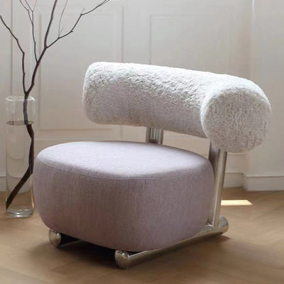 Modern Minimalist Rectangular Lambswool Iron Sponge Accent Chair Backrest For Living Room