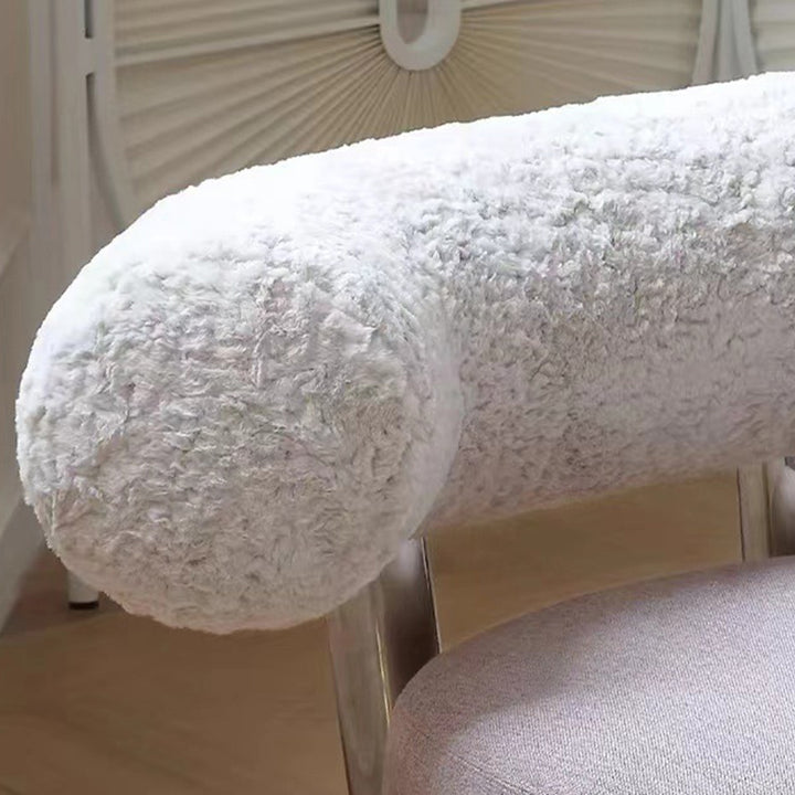 Moderner minimalistischer rechteckiger Akzentstuhl aus Sherpa-Stoff, Karbonstahl und Schaumstoff mit Rückenlehne für das Wohnzimmer 