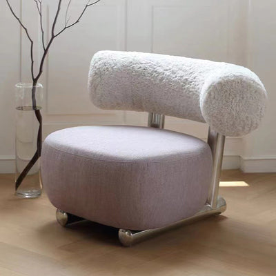 Modern Minimalist Rectangular Lambswool Iron Sponge Accent Chair Backrest For Living Room