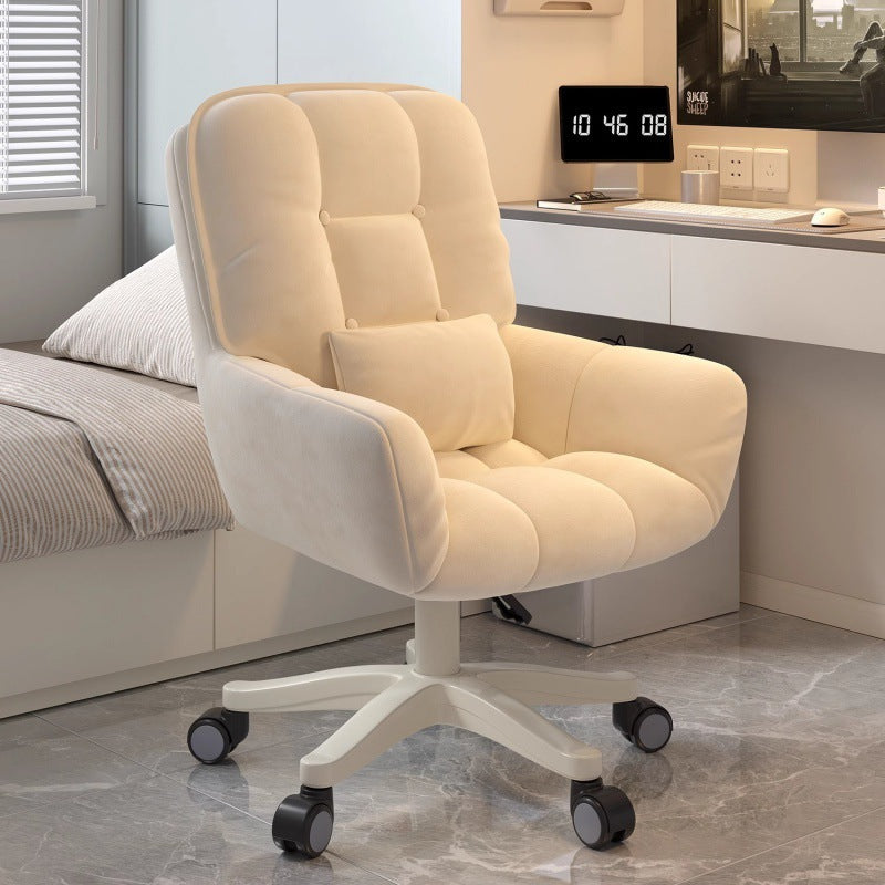 Modern Minimalist Curved Velvet Fabric Resin Frame Sponge Vanity Stool Backrest Armrest For Bedroom