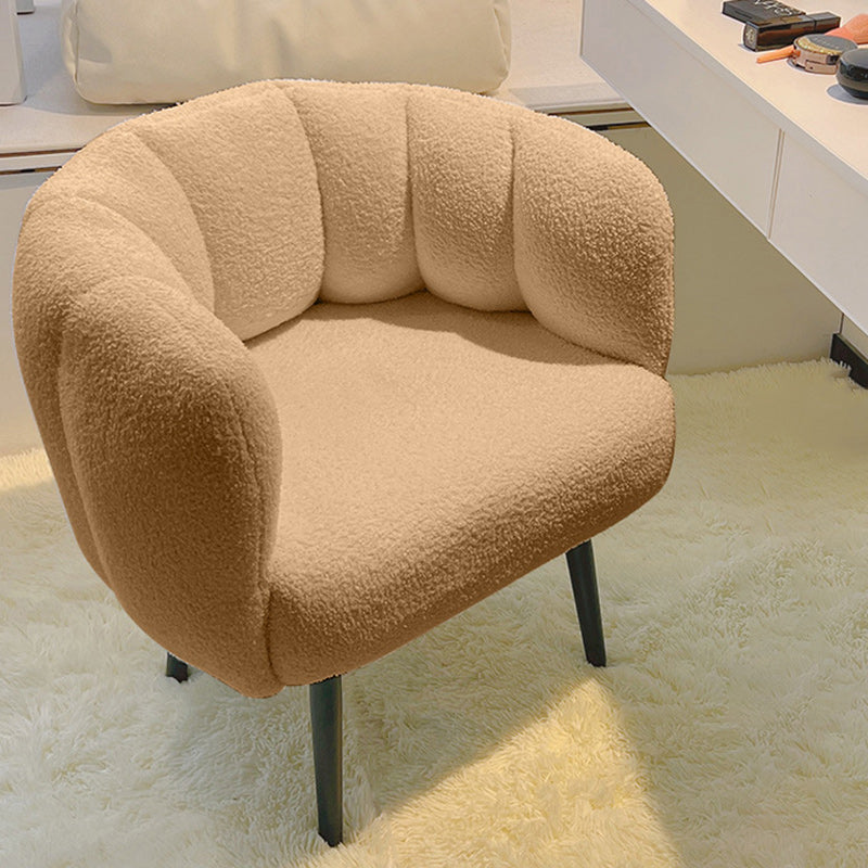 Modern Minimalist Curved Seat Cushion Lambswool Sponge Metal Vanity Stool Backrest Armrest For Bedroom
