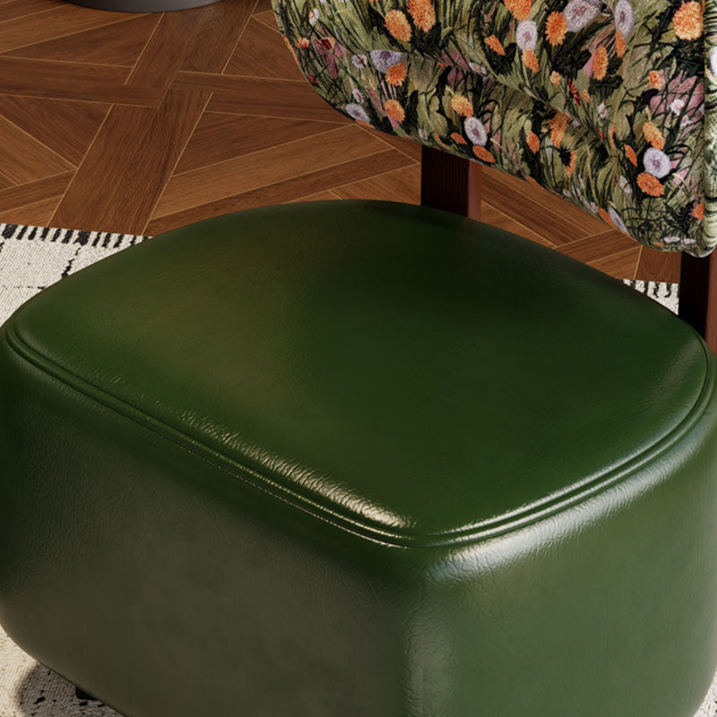Modern Minimalist Rectangular Faux Oil-Waxed Leather Plywood Fabric Sponge Low Stool Movable Backrest For Living Room