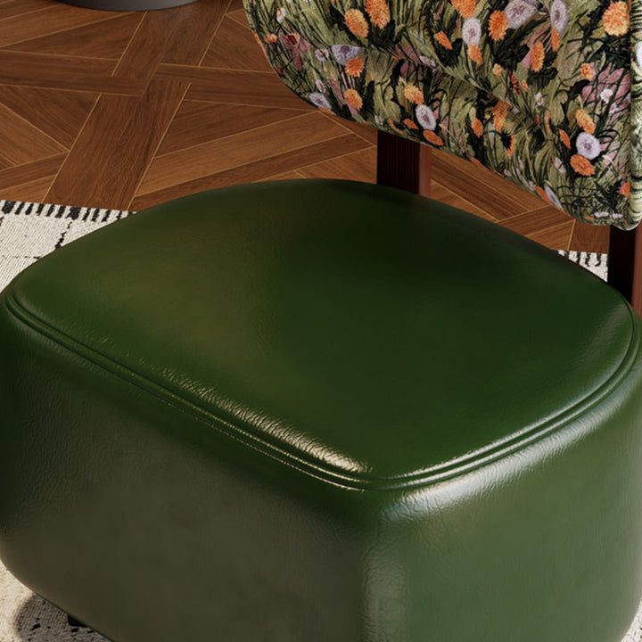 Modern Minimalist Rectangular Faux Oil-Waxed Leather Plywood Fabric Sponge Low Stool Movable Backrest For Living Room