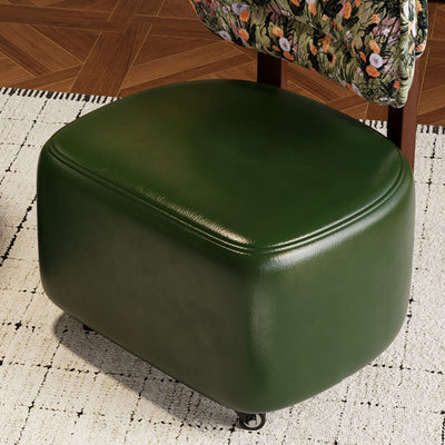 Modern Minimalist Rectangular Oil-Waxed Leather Solid Wood Sponge Low Stool Movable Backrest For Living Room