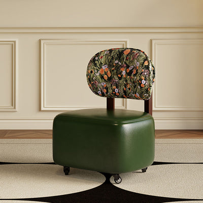 Modern Minimalist Rectangular Oil-Waxed Leather Solid Wood Sponge Low Stool Movable Backrest For Living Room