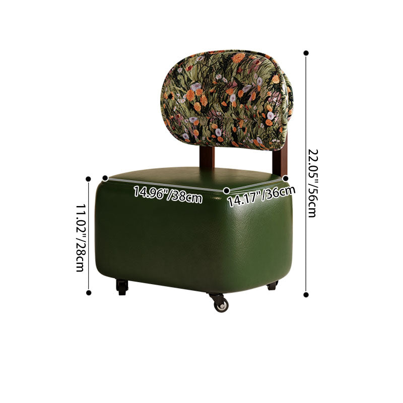 Modern Minimalist Rectangular Faux Oil-Waxed Leather Plywood Fabric Sponge Low Stool Movable Backrest For Living Room