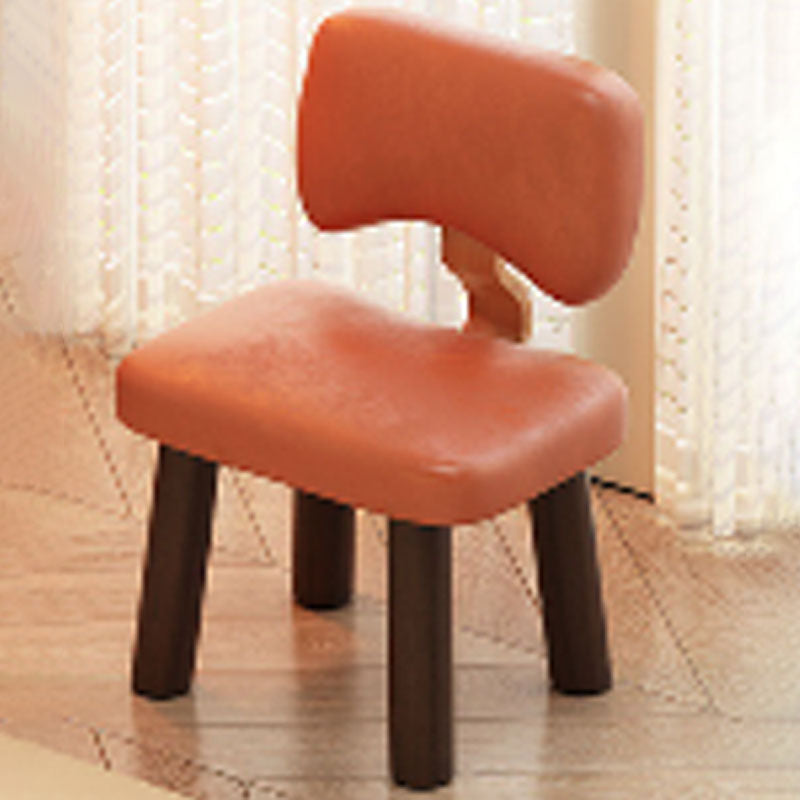 Modern Minimalist Rectangular Cushion Faux Leather Solid Wood Sponge Low Stool Backrest For Living Room