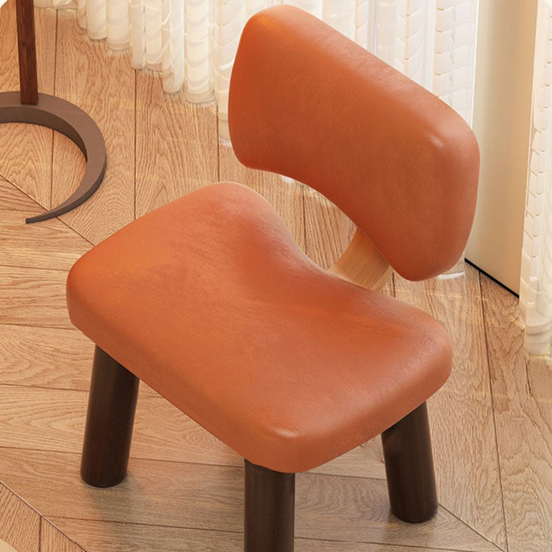 Modern Minimalist Rectangular Cushion Faux Leather Solid Wood Sponge Low Stool Backrest For Living Room