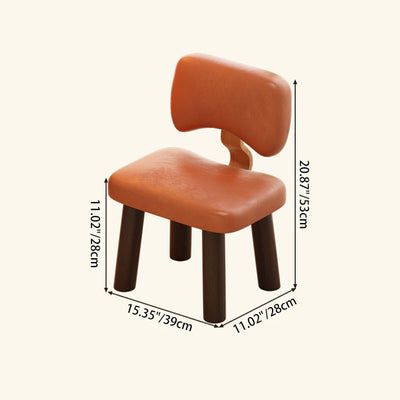 Modern Minimalist Rectangular Cushion Faux Leather Solid Wood Sponge Low Stool Backrest For Living Room