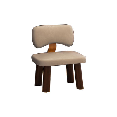 Modern Minimalist Rectangular Cushion Faux Leather Solid Wood Sponge Low Stool Backrest For Living Room