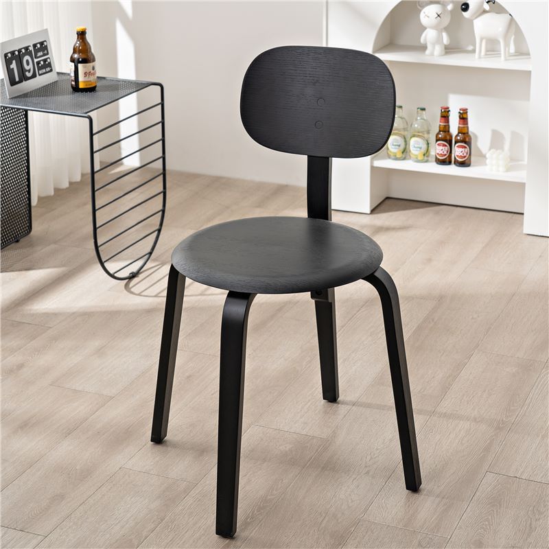 Modern Minimalist Round Seat Solid Wood Dining Chair Backrest For Dining Room