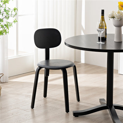 Modern Minimalist Round Seat Solid Wood Dining Chair Backrest For Dining Room