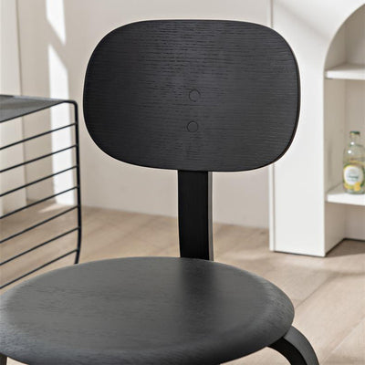 Modern Minimalist Round Seat Solid Wood Dining Chair Backrest For Dining Room