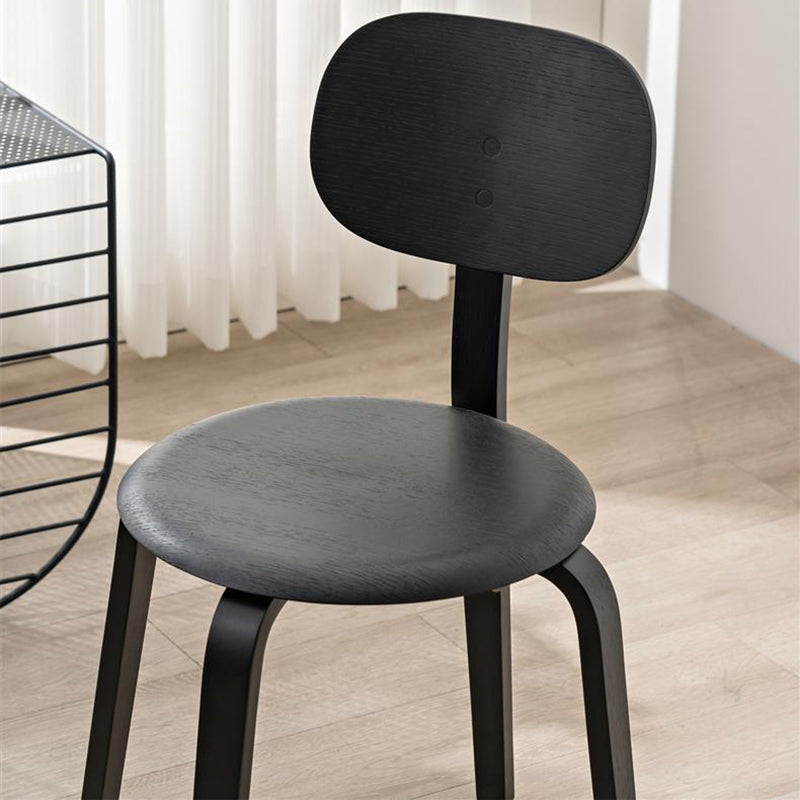 Modern Minimalist Round Seat Solid Wood Dining Chair Backrest For Dining Room