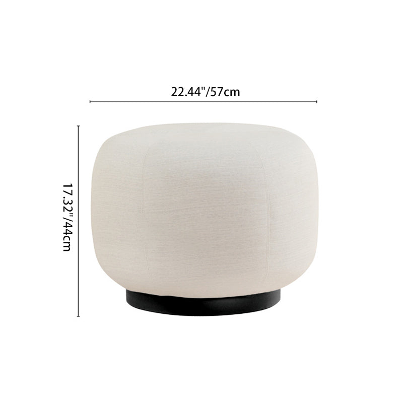 Modern Minimalist Round Cushion Cotton-Linen Solid Wood Sponge Low Stool For Living Room