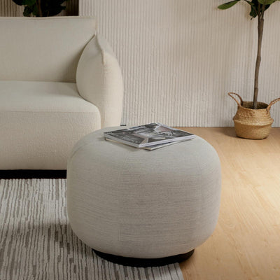 Modern Minimalist Round Cushion Cotton-Linen Solid Wood Sponge Low Stool For Living Room