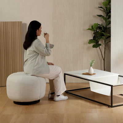 Modern Minimalist Round Cushion Cotton-Linen Solid Wood Sponge Low Stool For Living Room