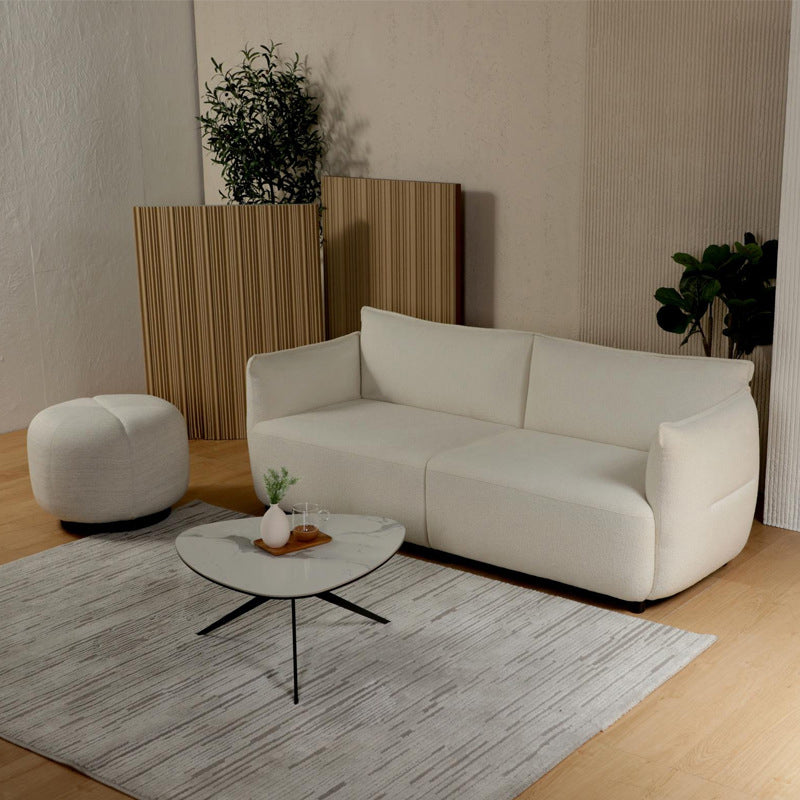 Modern Minimalist Round Cushion Cotton-Linen Solid Wood Sponge Low Stool For Living Room