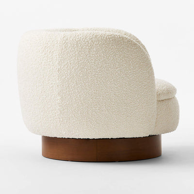Modern Minimalist Round Cushion Lambswool Solid Wood Sponge Accent Chair Backrest Armrest For Living Room