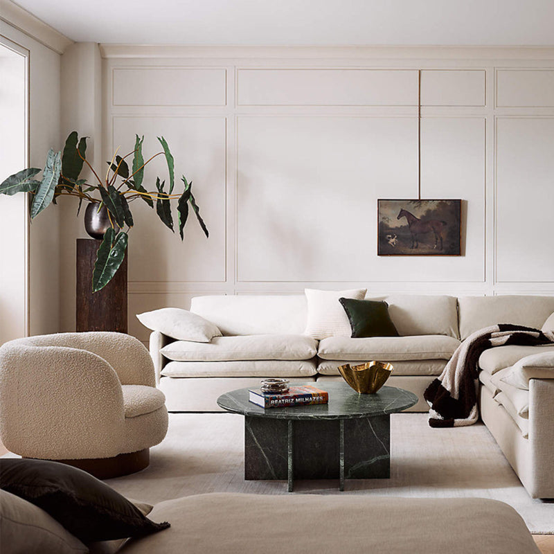 Modern Minimalist Round Cushion Lambswool Solid Wood Sponge Accent Chair Backrest Armrest For Living Room