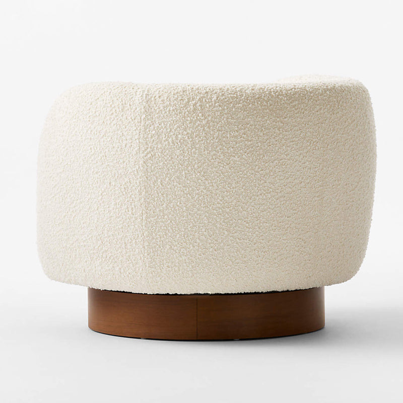Modern Minimalist Round Cushion Sherpa Fabric Pine Wood Sponge Accent Chair Backrest Armrest For Living Room
