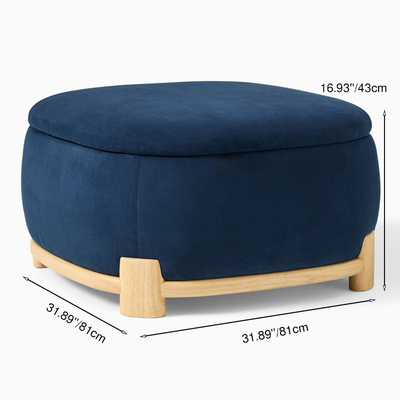Modern Minimalist Rectangular Velvet Fabric Solid Wood Sponge Low Stool For Living Room