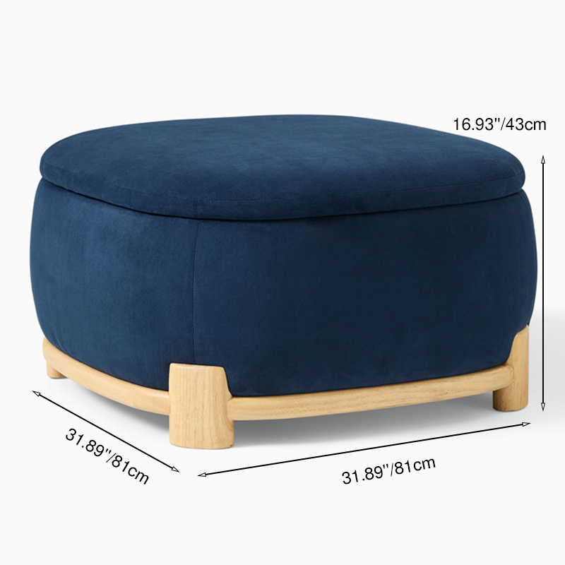 Modern Minimalist Rectangular Velvet Fabric Solid Wood Sponge Low Stool For Living Room