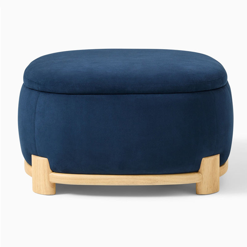 Modern Minimalist Rectangular Velvet Fabric Solid Wood Sponge Low Stool For Living Room