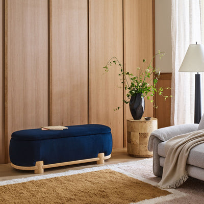 Modern Minimalist Rectangular Velvet Fabric Solid Wood Sponge Low Stool For Living Room