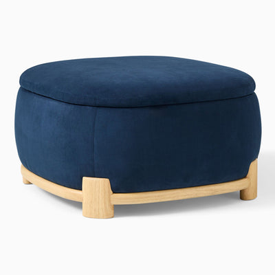 Modern Minimalist Rectangular Velvet Fabric Solid Wood Sponge Low Stool For Living Room