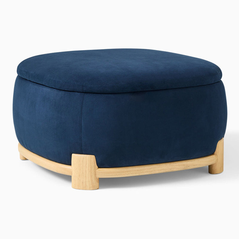 Modern Minimalist Rectangular Velvet Fabric Solid Wood Sponge Low Stool For Living Room