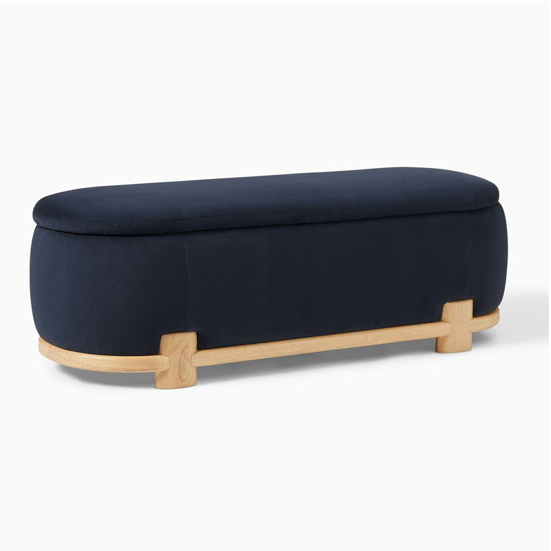 Modern Minimalist Rectangular Velvet Fabric Solid Wood Sponge Low Stool For Living Room