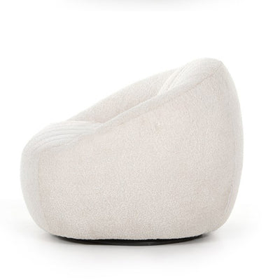 Modern Minimalist Curved Lambswool Solid Wood Sponge Accent Chair Backrest Armrest For Living Room