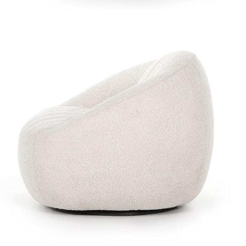 Modern Minimalist Curved Lambswool Solid Wood Sponge Accent Chair Backrest Armrest For Living Room