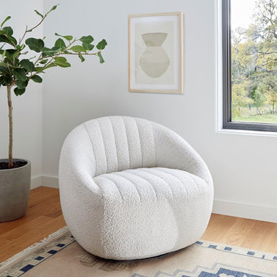 Modern Minimalist Curved Lambswool Solid Wood Sponge Accent Chair Backrest Armrest For Living Room