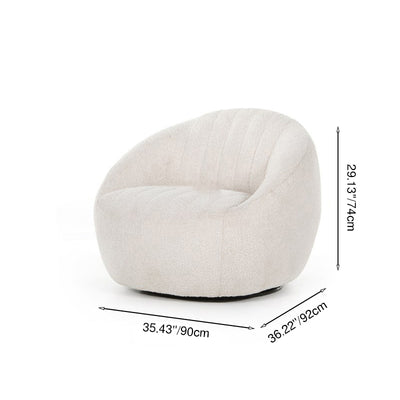 Modern Minimalist Curved Lambswool Solid Wood Sponge Accent Chair Backrest Armrest For Living Room