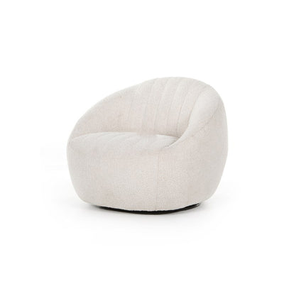 Modern Minimalist Curved Lambswool Solid Wood Sponge Accent Chair Backrest Armrest For Living Room